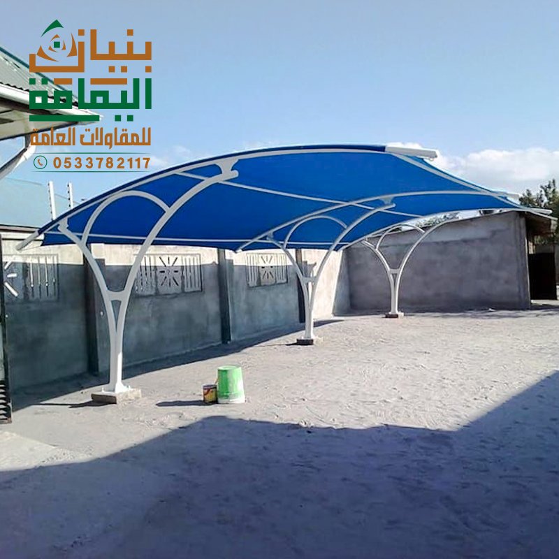 تركيب مظلات كابولي حديد ومقوى بقماش PVC العازل للحرارة