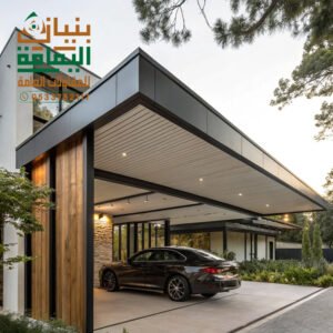 مظلة سيارات كلادينج عصرية أمام فيلا فاخرة في الرياض